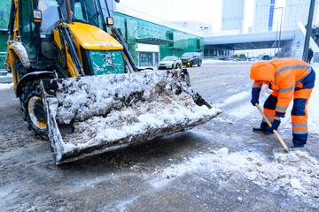 Snow removal on city streets.