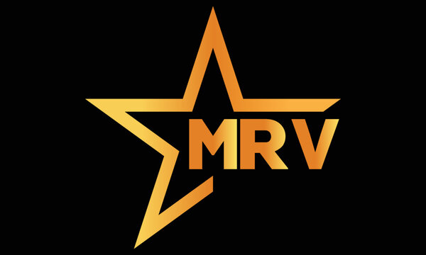 MRV golden luxury star icon three letter logo design vector template. royal logo | luxury logo | jewelry logo | premium logo | iconic logo | Victoria logo |