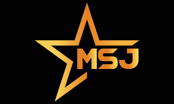 MSJ golden luxury star icon three letter logo design vector template. royal logo | luxury logo | jewelry logo | premium logo | iconic logo | Victoria logo |