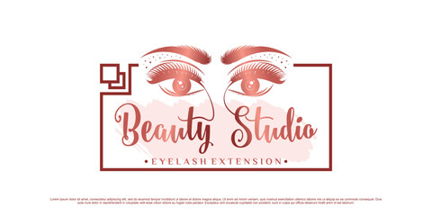 Eyelash logo design for beauty icon with modern style concept Premium Vector