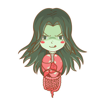 Cartoon character of filth eating spirit, Thai ghost.