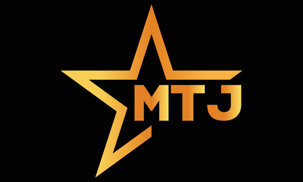 MTJ golden luxury star icon three letter logo design vector template. royal logo | luxury logo | jewelry logo | premium logo | iconic logo | Victoria logo |