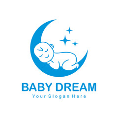 baby sleeping in the moon logo