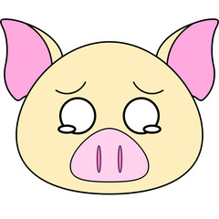 豚の顔のイラスト（アウトラインあり）