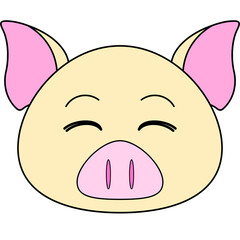 豚の顔のイラスト（アウトラインあり）