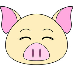 豚の顔のイラスト（アウトラインあり）
