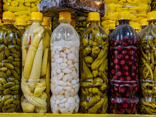 Iranian local pickle variety, sales and presentation in the market