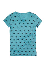 Women's summer blue t-shirt with a small pattern isolated on white