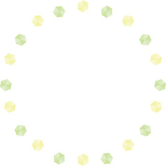円形のフレーム　キラキラストーン　黄色と緑