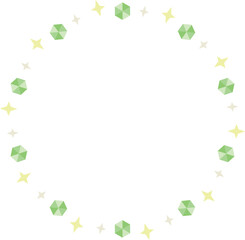 円形のフレーム　キラキラストーンと星　緑