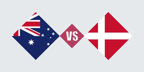 Australia vs Denmark flag concept. Vector illustration.