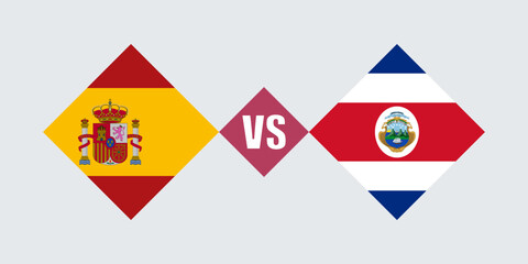 Spain vs Costa Rica flag concept. Vector illustration.