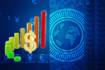 Dollar Financial Success Bar Chart Graph Growing Up 3d Render Illustration