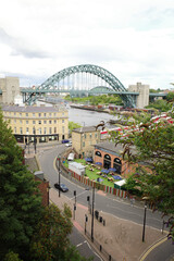 Newcastle upon Tyne UK: 2nd Aug 2020: View of Newcastle Quayside and Riverside with outdoor venue
