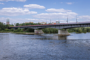 Slasko Dabrowski Bridge over Vistula River in Warsaw city, Poland