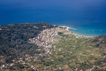 Fototapeta premium Greek island of Corfu also called Kerkyra, aerial view from passenger plane