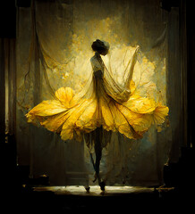 ballerina abstract art yellow