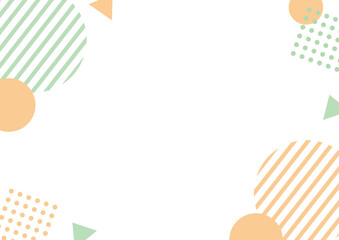 背景　丸三角四角　オレンジと緑