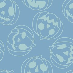 Naklejka premium Autumn cartoon line art seamless pumpkins pattern for clothes print and wrapping and notebooks and kids