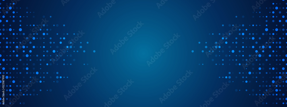 Poster blue neon abstract background of dots. texture of random particles. chaotic ornament. linear pattern