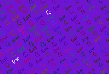 Obraz premium Dark Multicolor vector texture with lovely hearts.