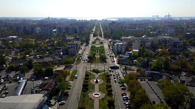 Mykolaiv city before the war. Cinematic drone flight