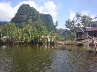 Fototapeta premium floating village in Indonesia 