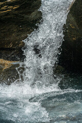 A natural water flow in the close up