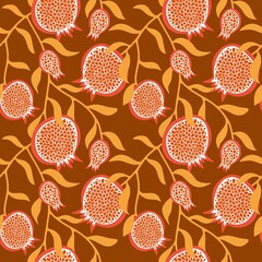 Autumn fruit seamless pomegranate pattern for wrapping and clothes print and fabrics and notebooks and kids