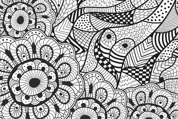 Abstract vector psychedelic sketch doodle background.