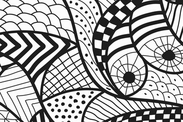 Abstract vector psychedelic sketch doodle background.