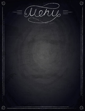 Vector illustration of Chalkboard blackboard background for restaurant menu design with hand drawn elements