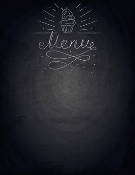 Vector illustration of Chalkboard blackboard background for restaurant menu design with hand drawn elements