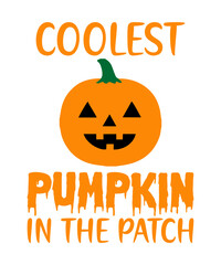 Coolest Pumpkin In The Patch is a vector design for printing on various surfaces like t shirt, mug etc.