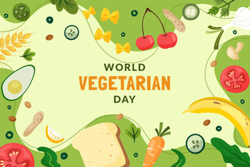 World Vegetarian Day, 1 October background. Vector Illustration.
