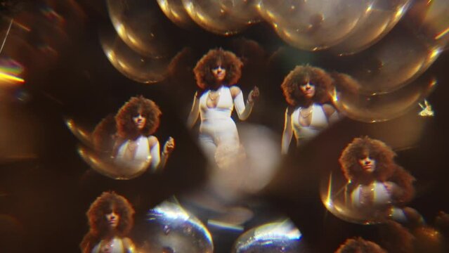 Kaleidoscope Effect Shot of Charming African American Woman Dancing on Stage