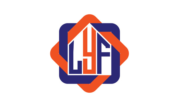 LYF three letter real estate logo with home icon logo design vector template | construction logo | housing logo | engineering logo | initial letter logo | minimalist logo | property logo |
