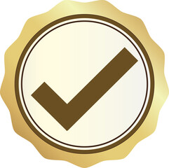 Gold check mark icon with circle, tick box, check list circle frame, PNG checkbox symbol sign. - obrazy, fototapety, plakaty