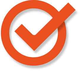Red check mark icon with circle, tick box, check list circle frame, PNG checkbox symbol sign.
