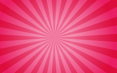 Sun rays retro vintage style on pink and red background, Sunburst pattern background. Rays. Comic banner vector illustration. Abstract sunburst wallpaper for template business social media advertising