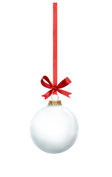 A Clear Glass Christmas Bauble Tree Decoration With Other Design Elements Isolated Against A Transparent Background.