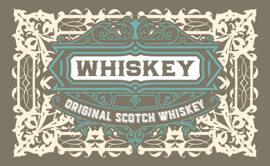 Whiskey label with old frames