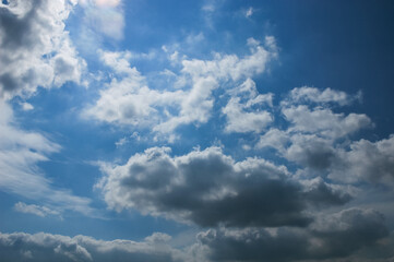 Fototapeta na wymiar Beautiful white cumulus clouds in the blue sky