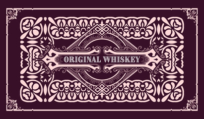 Whiskey label with old frames