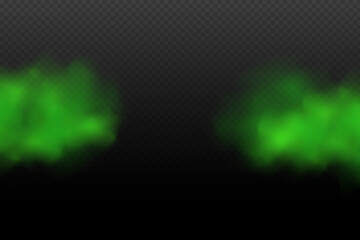 Dust green poisonous cloud with particles with dirt,cigarette smoke and smog. Realistic vector isolated on transparent background. Concept air pollution,big explosion.
