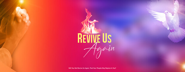 Revive Us Agian banner design for Church event or meeting, Colorful abstract multi color gradient...