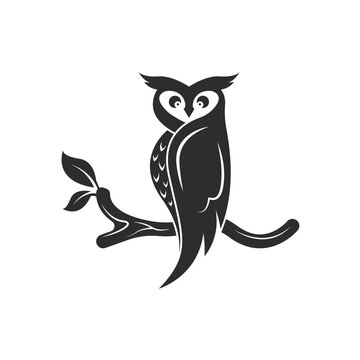 black owl vector icon concept design illustration