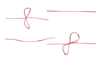 Red straight string and bow, knot isolated against a transparent background.