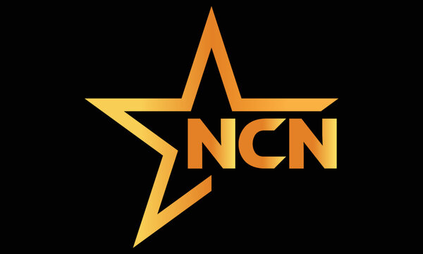 NCN golden luxury star icon three letter logo design vector template. royal logo | luxury logo | jewelry logo | premium logo | iconic logo | Victoria logo |
