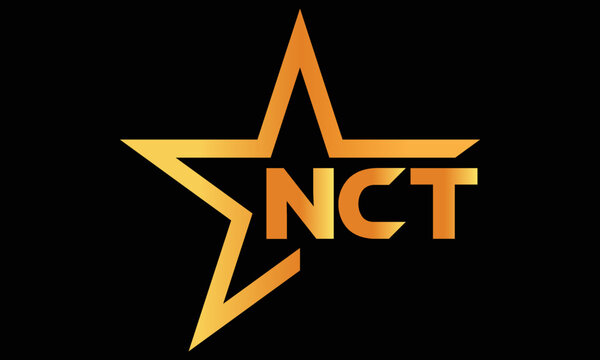 NCT golden luxury star icon three letter logo design vector template. royal logo | luxury logo | jewelry logo | premium logo | iconic logo | Victoria logo |